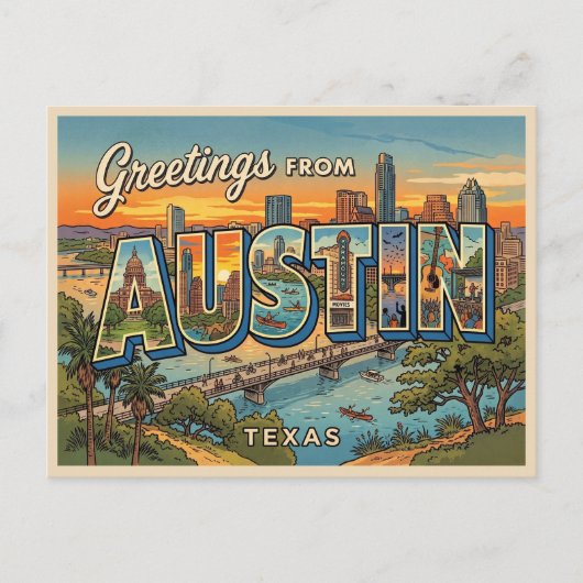 Carte Postale Voyage à Austin Texas (Devant)