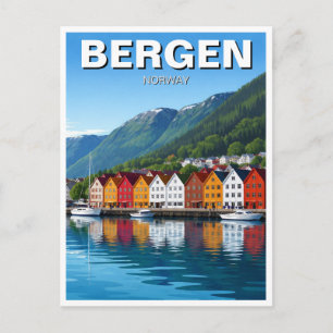 Carte Postale Voyage à Bergen en Norvège