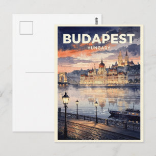 Carte Postale Voyage à Budapest en Hongrie Vintage