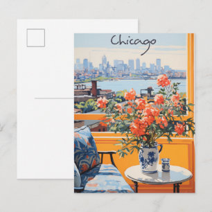 Carte Postale Voyage à Chicago Illinois Peinture urbaine Esthéti