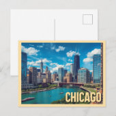 Carte Postale Voyage à Chicago Vintage (Devant / Derrière)