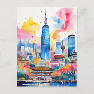 Carte Postale Voyage à Cité d'aquarelle de Corée du Sud