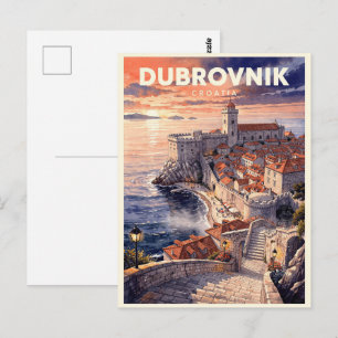 Carte Postale Voyage à Dubrovnik Croatie Vintage
