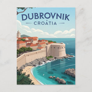 Carte Postale Voyage à Dubrovnik Vintage