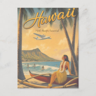 Carte Postale Voyage à Hawaï de style vintage