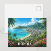 Carte Postale Voyage à Honolulu Hawaï (Devant / Derrière)