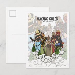 Carte Postale Voyage à Java occidental Indonésie Wayang Golek