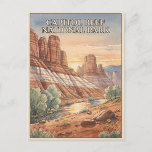 Carte Postale Voyage à l'aquarelle au parc national de Capitol R