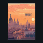Carte Postale Voyage à Madrid<br><div class="desc">Cette carte postale de voyage présente une illustration sereine et chaleureuse représentant l'horizon de Madrid. Il s'agit d'une carte postale romantique pour les voyageurs qui ont l'intention de visiter Madrid ou pour ceux qui ont voyagé Madrid et qui envoient une carte postale à leur famille ou à leurs amis.</div>