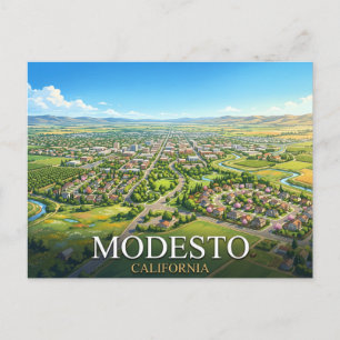 Carte Postale Voyage à Modesto Californie Paysage urbain de la