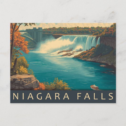 Carte Postale Voyage à Niagara Falls à l'ancienne (Devant)