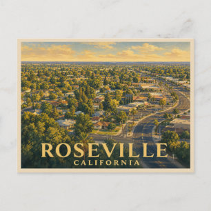 Carte Postale Voyage à Roseville Californie Vintage