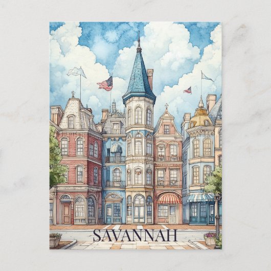 Carte Postale Voyage à Savannah Géorgie (Devant)