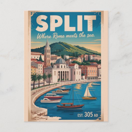 Carte Postale Voyage à Split Croatie Cité Rétro (Devant)