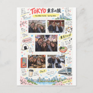 Carte Postale Voyage à Tokyo au Japon 5 Photo Collage Zine de vo