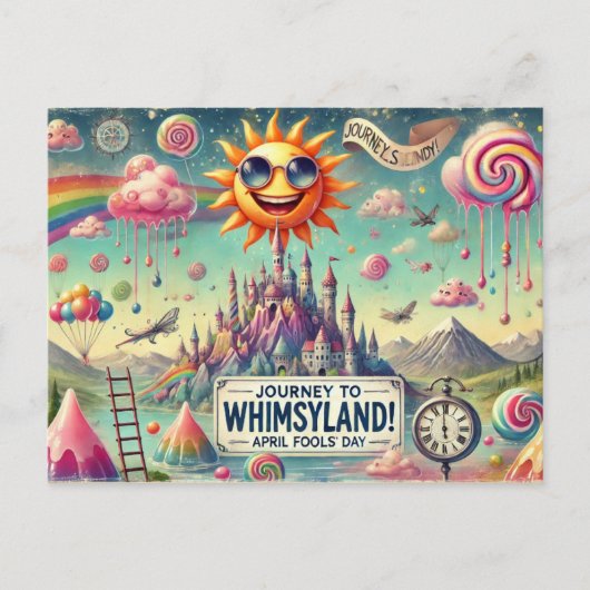 Carte Postale "Voyage à Whimsyland !" April Fools' Day, (Devant)