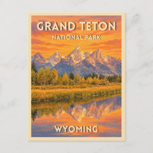 Carte Postale Voyage Ancien Grand Teton National Park Coucher de