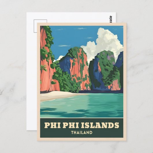 Carte Postale Voyage Ancien Îles Phi Phi Thaïlande Bord de Mer (Devant / Derrière)
