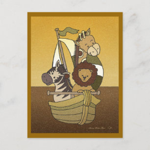 Carte Postale Voyage animal - Invitation Baby shower au chocolat