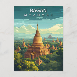 Carte Postale Voyage au Bagan Myanmar vintage