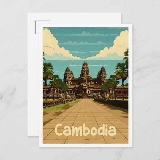Carte Postale Voyage au Cambodge Vintage (Devant / Derrière)