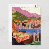 Carte Postale Voyage au Kuling, Chine, Golfeur et Paysage (Devant / Derrière)