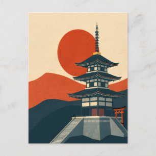 Carte Postale Voyage au sanctuaire japonais vintage