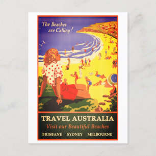 Carte postale voyage australien vintage