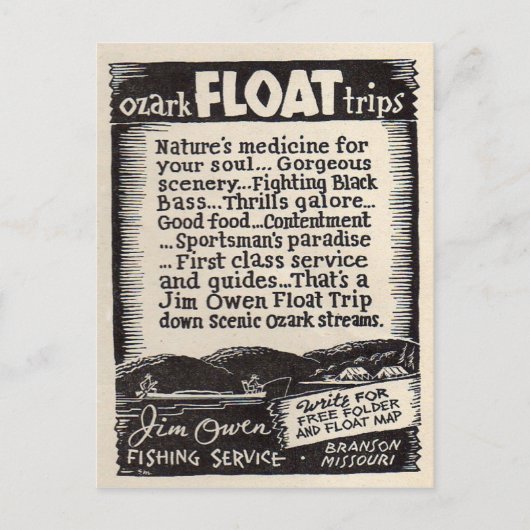 Carte Postale Voyage Branson Missouri de flotteur de JIM Owen (Devant)