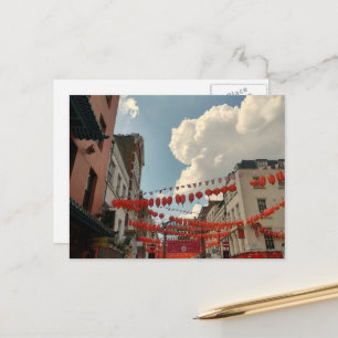 Carte Postale Voyage Chinatown Londres drapeaux lanternes Royaum