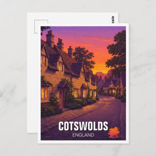 Carte Postale Voyage dans les Cotswolds en Angleterre (Devant / Derrière)