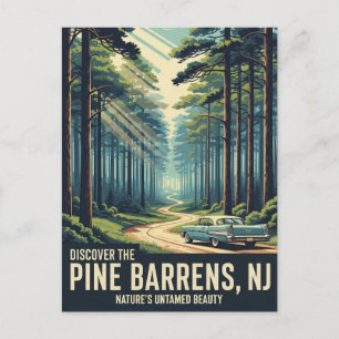 Carte Postale Voyage dans les Pine Barrens vintage du New Jersey