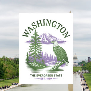 Carte Postale Voyage dans l'État Evergreen de Washington