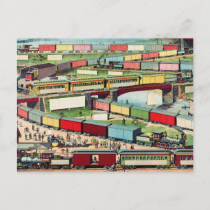 Carte Postale Voyage de voyageurs et de trains de marchandises v
