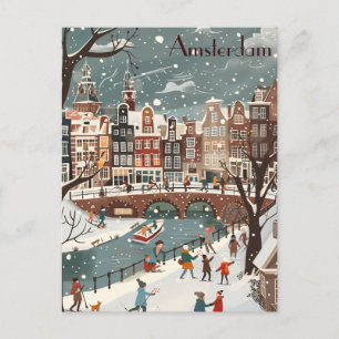 Carte Postale Voyage d'hiver à Amsterdam