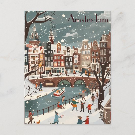 Carte Postale Voyage d'hiver à Amsterdam (Devant)