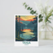Carte Postale Voyage d'illustration de la forêt de Taiga (Debout devant)