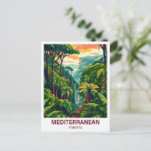 Carte Postale Voyage d'illustration de la forêt méditerranéenne (Debout devant)