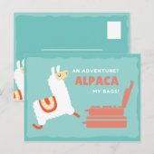 Carte Postale Voyage drôle d'alpaca blanc (Devant / Derrière)