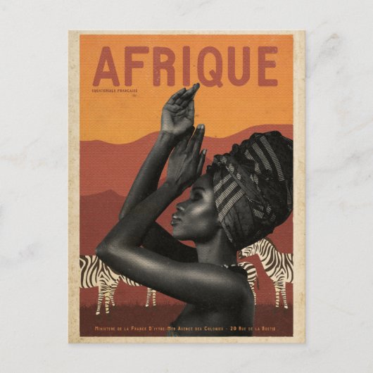 Carte Postale Voyage en Afrique vintage (Devant)