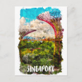 Carte Postale Voyage en Aquarelle de Singapour (Devant)