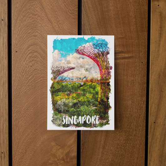 Carte Postale Voyage en Aquarelle de Singapour