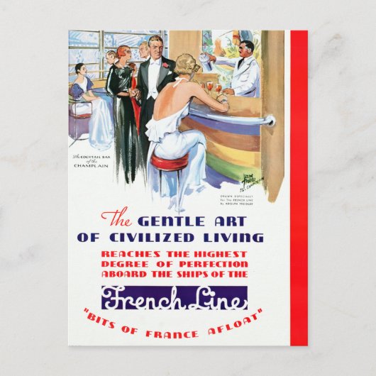 Carte Postale Voyage en bateau de croisière vintage (Devant)