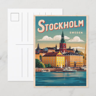 Carte Postale voyage en suède à stockholm cadeaux vintages au bo