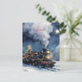 Carte Postale Voyage en train d'hiver à travers le paysage ennei (Debout devant)