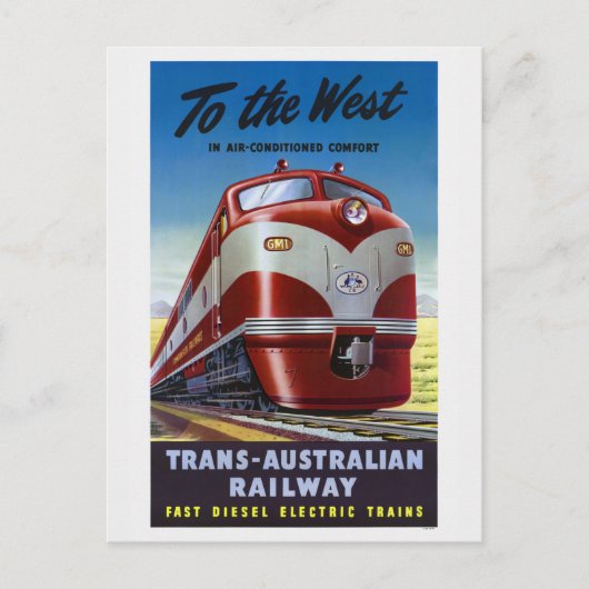 Carte Postale Voyage en train vers l'Australie-Occidentale (Devant)