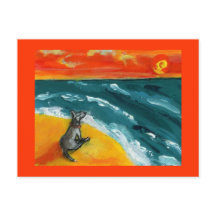 Carte postale Voyage et coucher de soleil avec chi