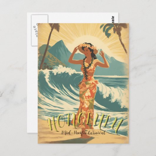 Carte Postale Voyage Hawaii vintage Style (Devant / Derrière)