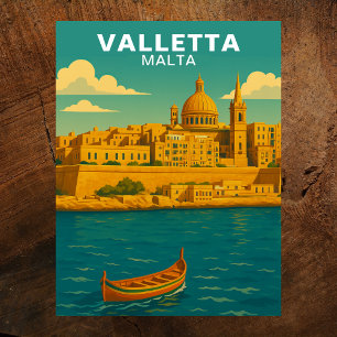 Carte Postale Voyage Méditerranéen à La Valette Malte Vintage