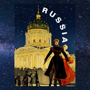 Carte Postale Voyage nocturne en Russie vintage